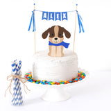 puppy party cake topper with name banner | personalized cake toppers by Avalon Sunshine