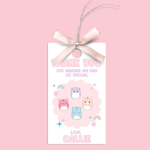 Squishmallow Party Favor Tags from A Party That Pops