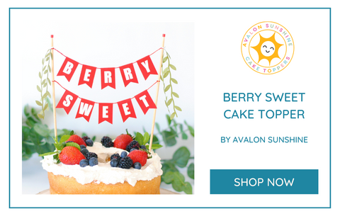 Strawberry Theme Cake with Berry Sweet Cake Topper | Avalon Sunshine