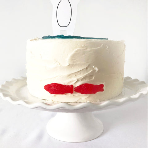 swedish fish cake decoration for a polar bear cake
