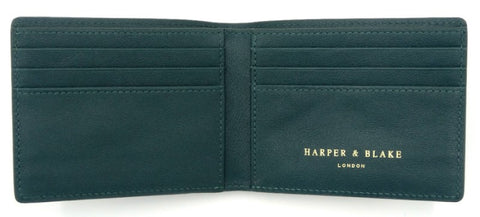Harper & Blake Luxury Leather Wallet in Dark Green with a Black Swirl 