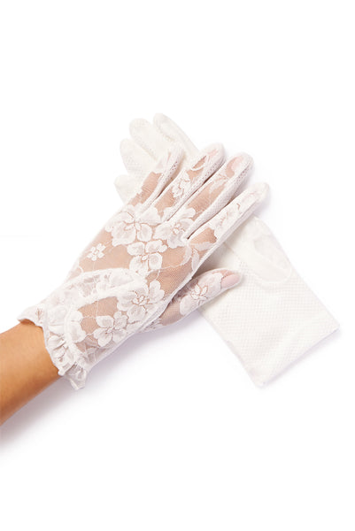 Lacey Vintage Purple Floral Overlay Lace Gloves | Pippa & Pearl