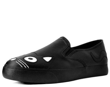 Black Kitty Vegan Slip On Sneakers