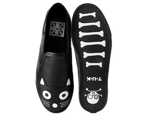 Black Kitty Vegan Slip On Sneakers