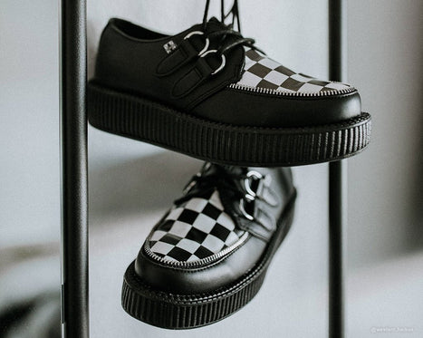 black white checkered shoes