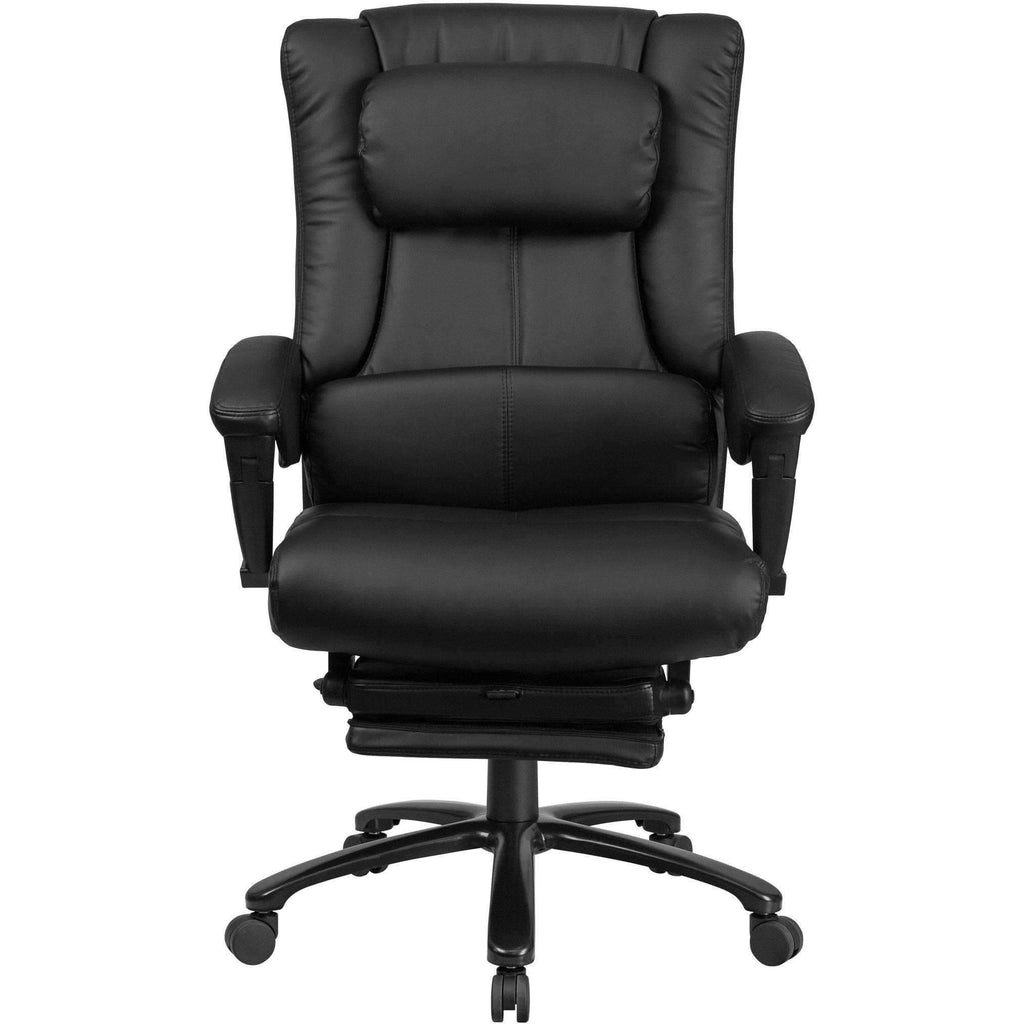 Black Leather Reclining Chair with Lumbar Support ...