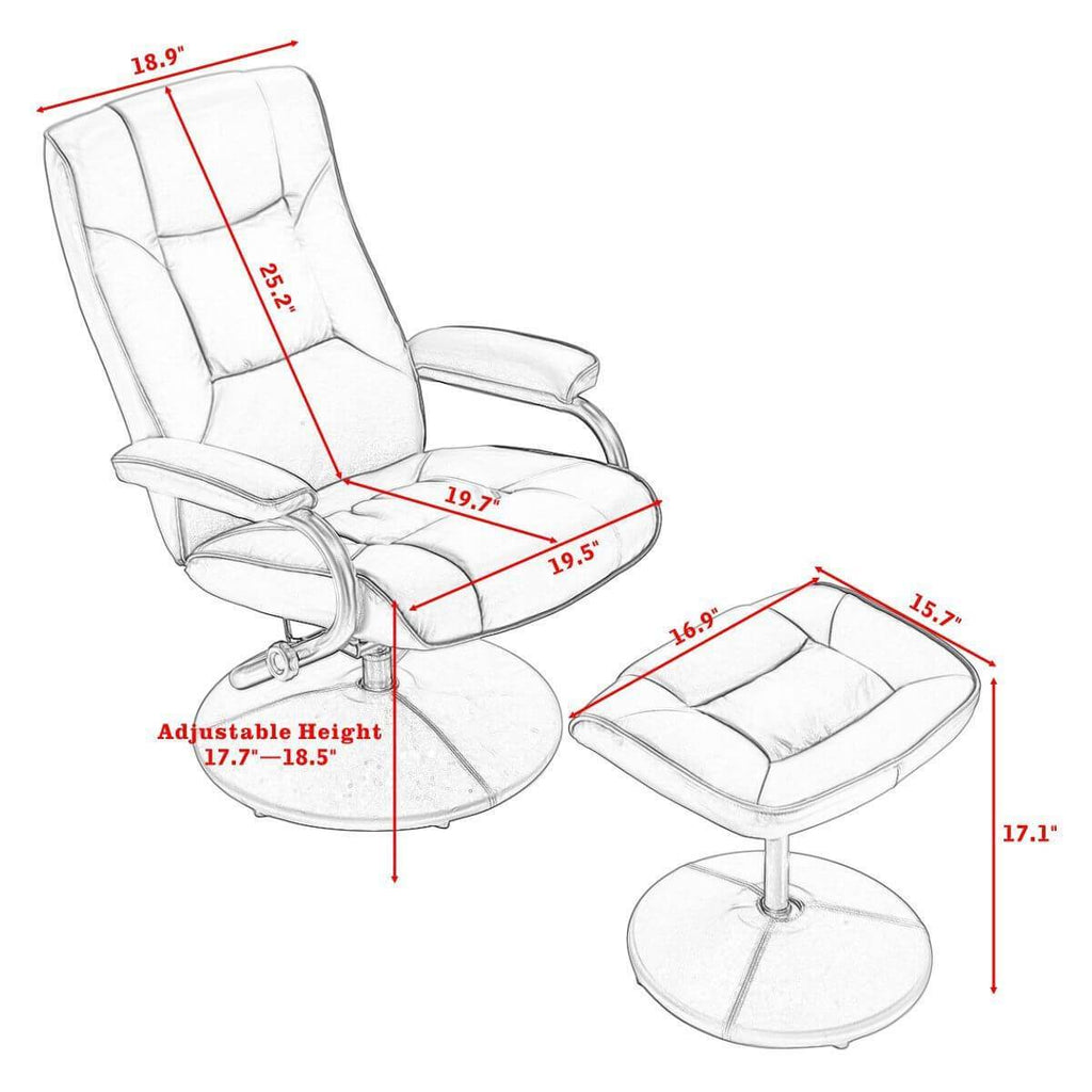 Recliner Chair 360 Degree Swivel Footrest Stool Ottoman