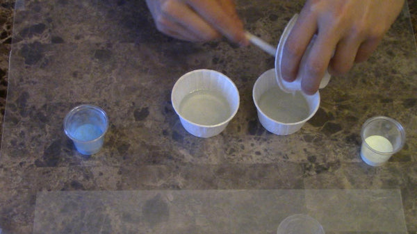 divide the resin into two cups for two colors