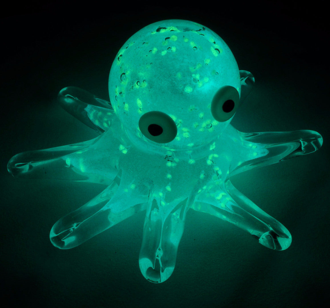 Handmade Art Glass Octopus  Figurines Glow  In The Dark  