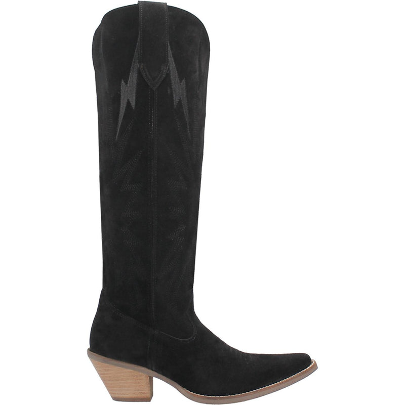 Dingo | Thunder Road Suede Leather Cowboy Boots in Black **PREORDER