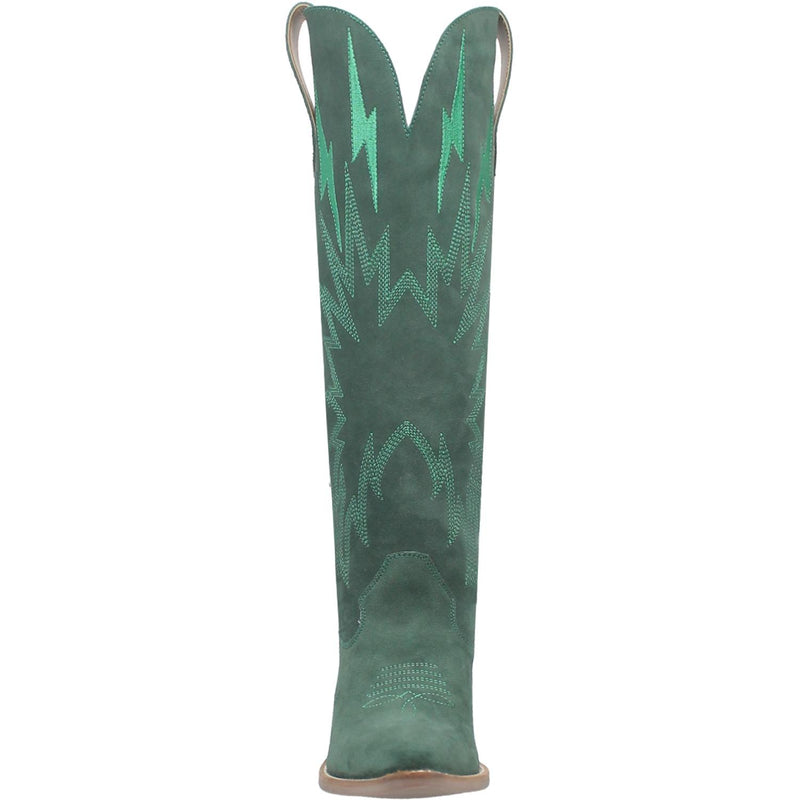 Dingo | Thunder Road Suede Leather Cowboy Boots in Green **PREORDER