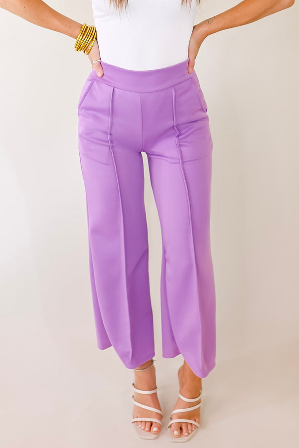 Do A Double Take Front Pleated Pants in Lavender Purple