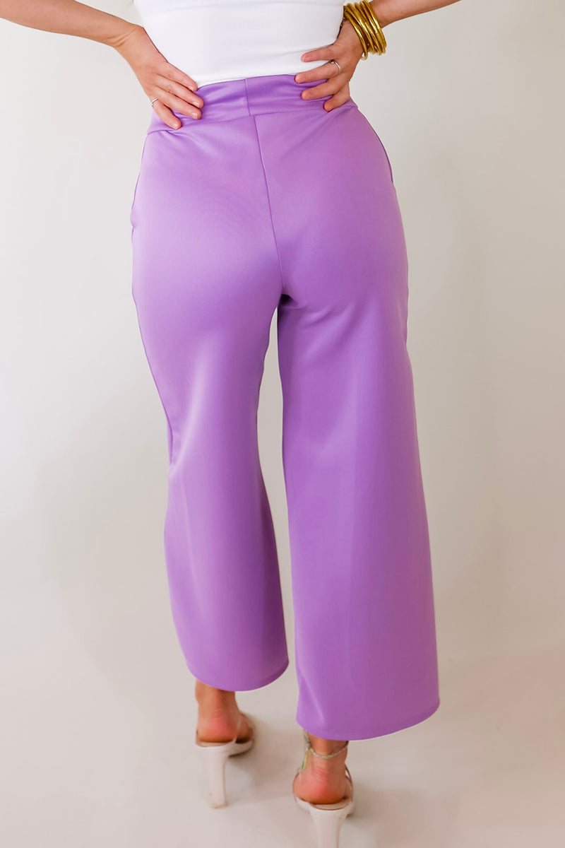 Do A Double Take Front Pleated Pants in Lavender Purple