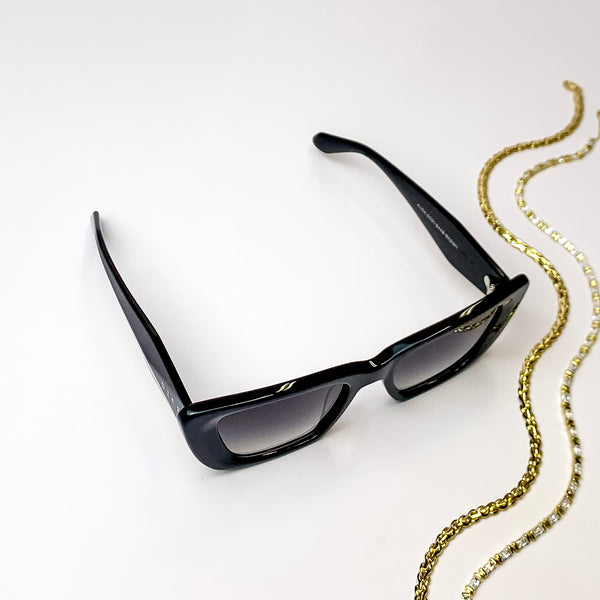 DIFF | Aura Square Cat Eye Sunglasses in Black Grey Gradient