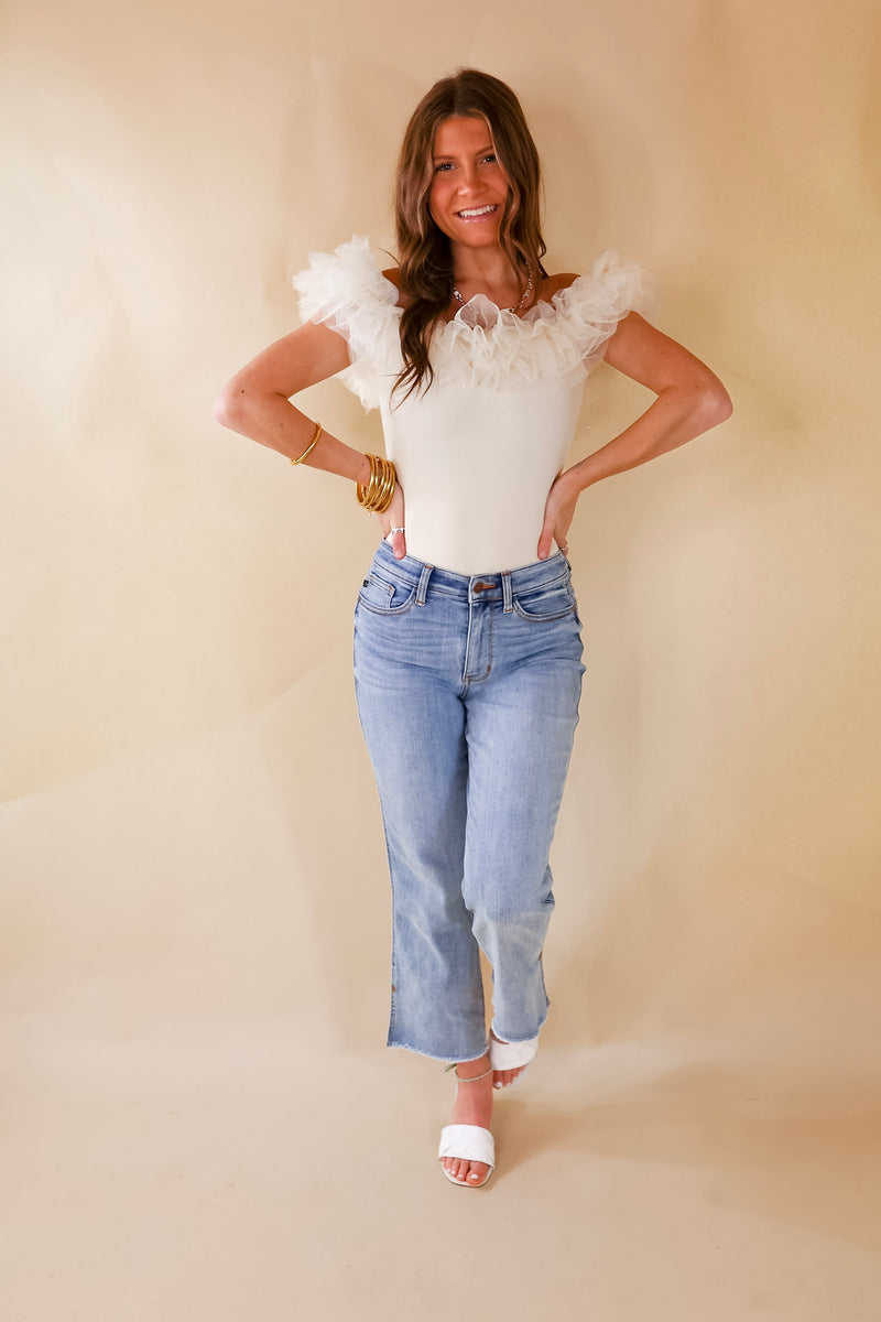 Pose For The Camera Tulle Upper Bodysuit in Cream