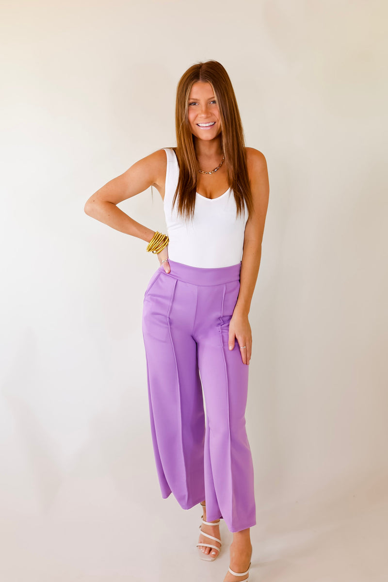 Do A Double Take Front Pleated Pants in Lavender Purple