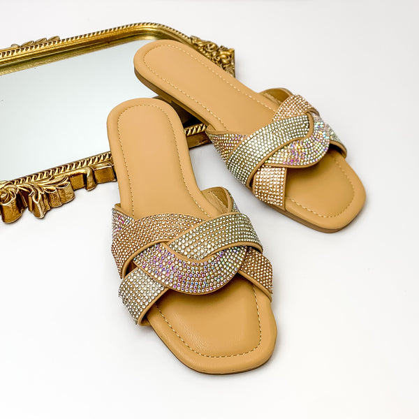 Sip of Champagne Crystal Slide On Sandals