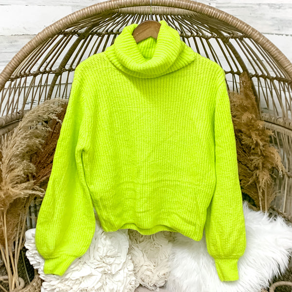 Turtle Neck Sweater in Lime Green