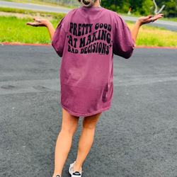 Online Exclusive | Pretty Good At Making Bad Decisions Short Sleeve Graphic Tee in Vineyard Red