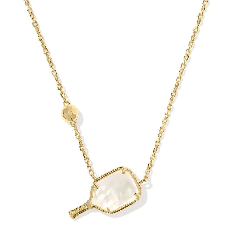 Image of Kendra Scott | Pickleball Gold Short Pendant Necklace in Ivory Mother-of-Pearl