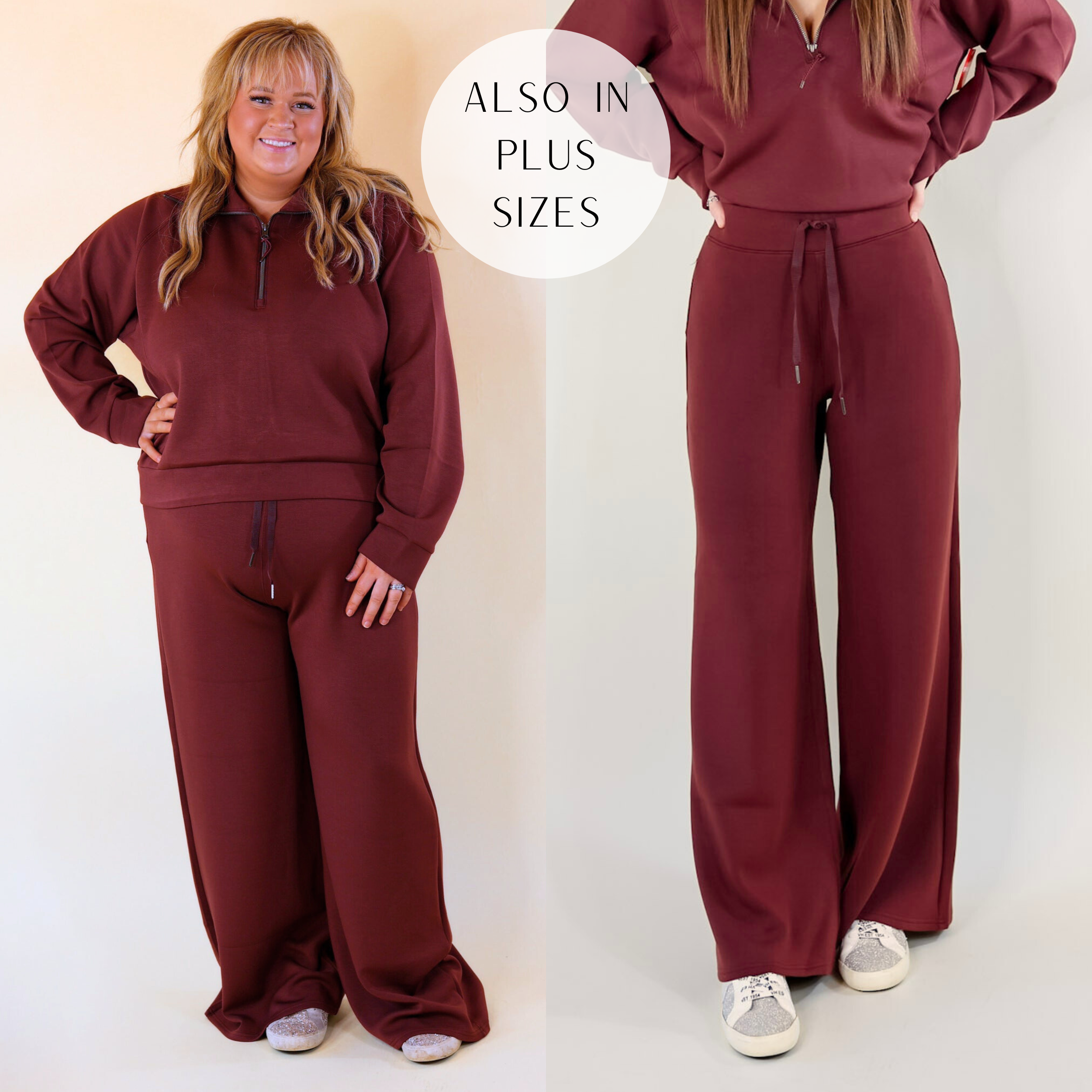 SPANX  AirEssentials Wide Leg Sweatpants in Maroon