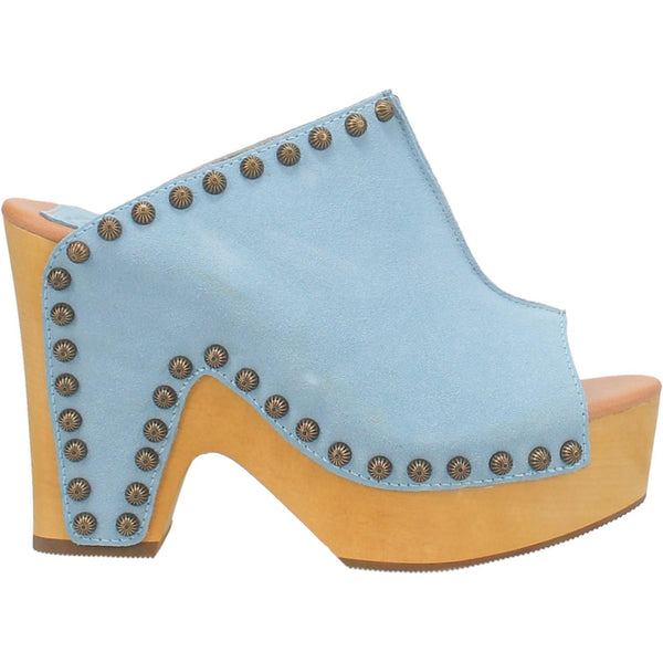 Online Exclusive | Dingo | Peace N Love Leather Clog Heeled Sandal in Blue **PREORDER