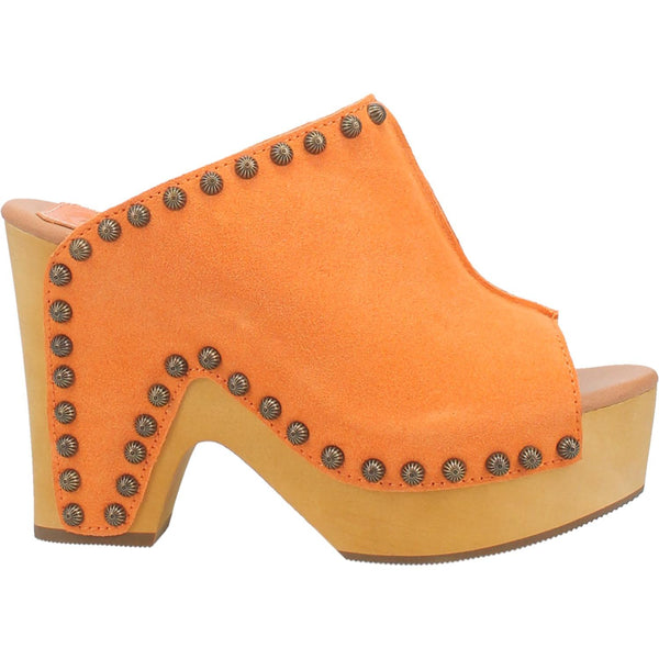 Online Exclusive | Dingo | Peace N Love Leather Clog Heeled Sandal in Orange **PREORDER