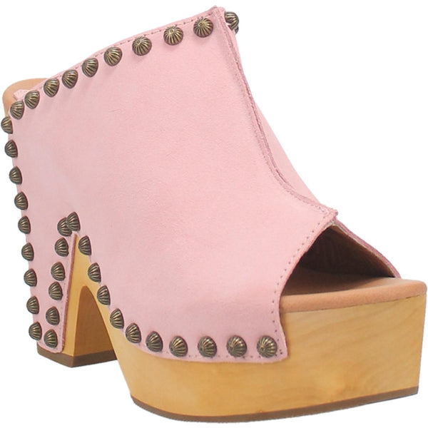 Online Exclusive | Dingo | Peace N Love Leather Clog Heeled Sandal in Pink **PREORDER