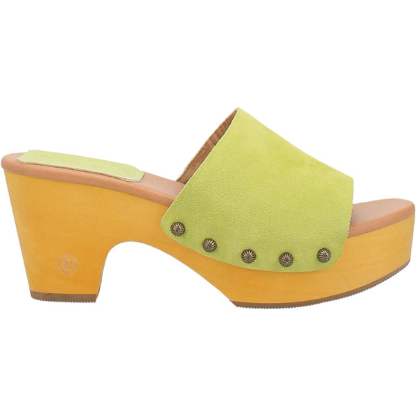 Online Exclusive | Dingo | Beechwood Leather Clog Heeled Sandal in Lime Green **PREORDER