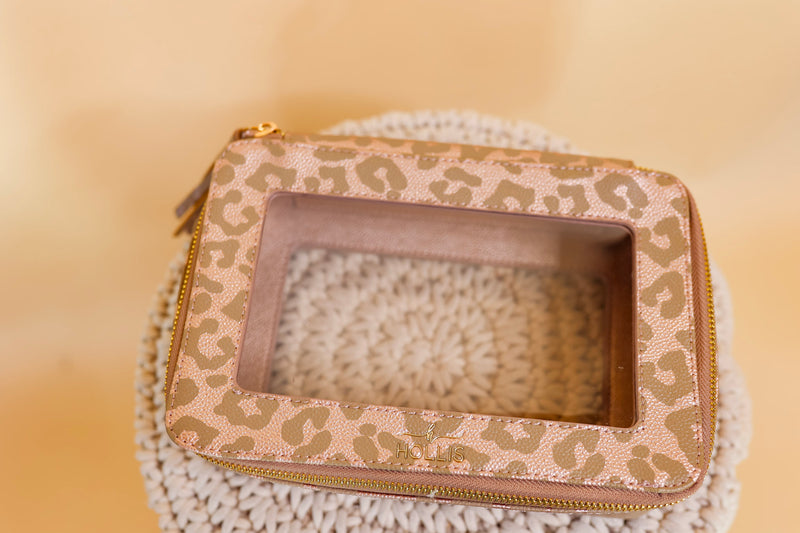 Hollis | Clear Toiletry Bag in Leopard