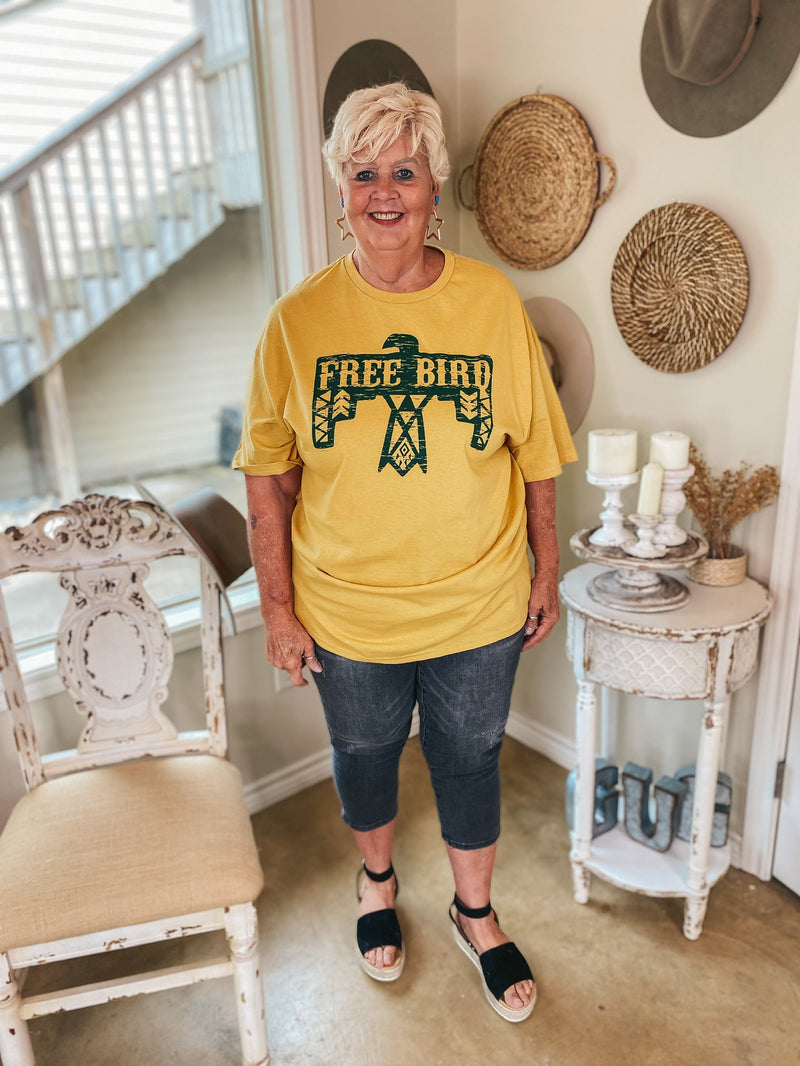 Free Bird Thunderbird Short Sleeve Graphic Tee in Mustard Yellow