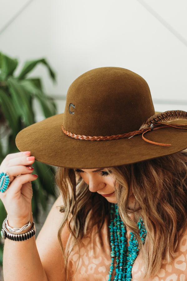 Charlie 1 Horse | Wanderlust Wool Felt Floppy Hat with Braided Band in Acorn