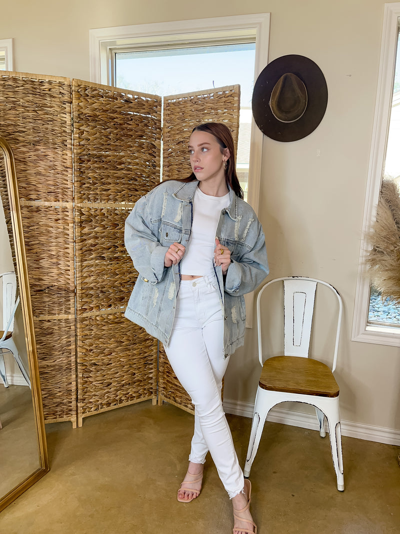 Judy Blue | Coast Along Distressed Hem Skinny Jeans in White