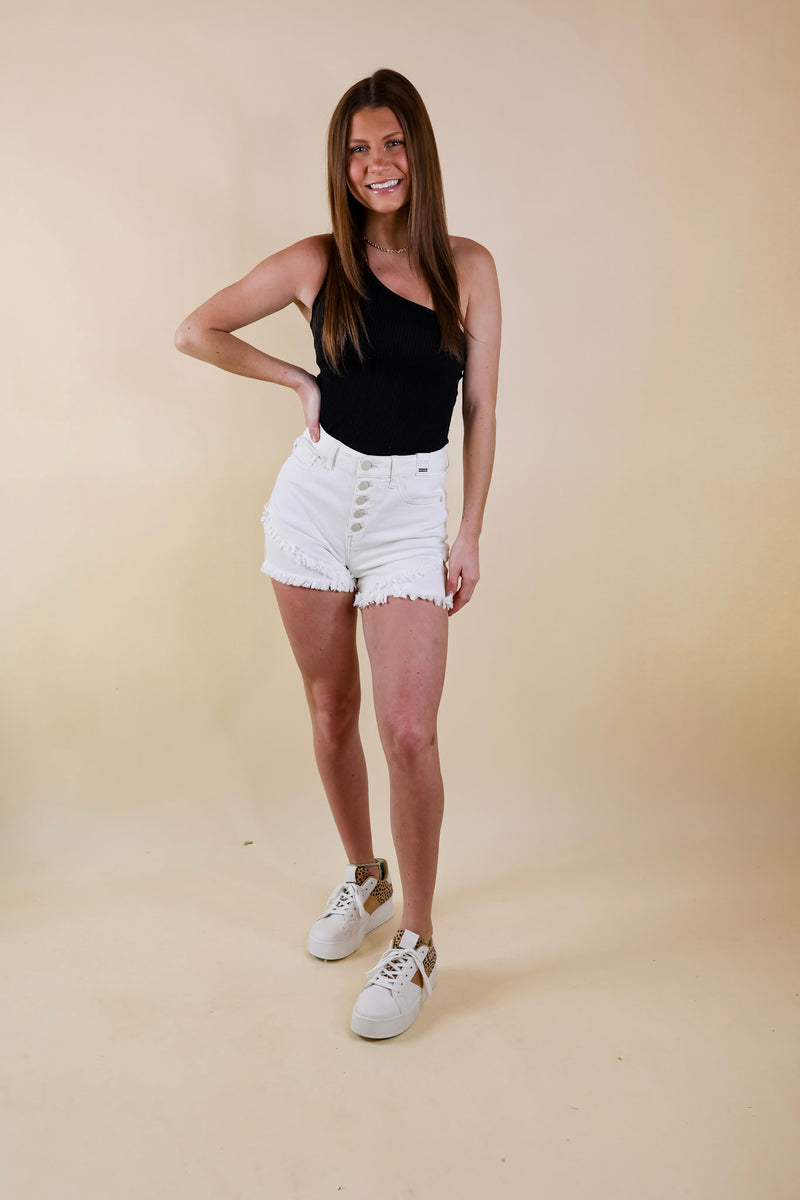 Judy Blue | These Are The Days Tulip Hem Button Fly Shorts in White