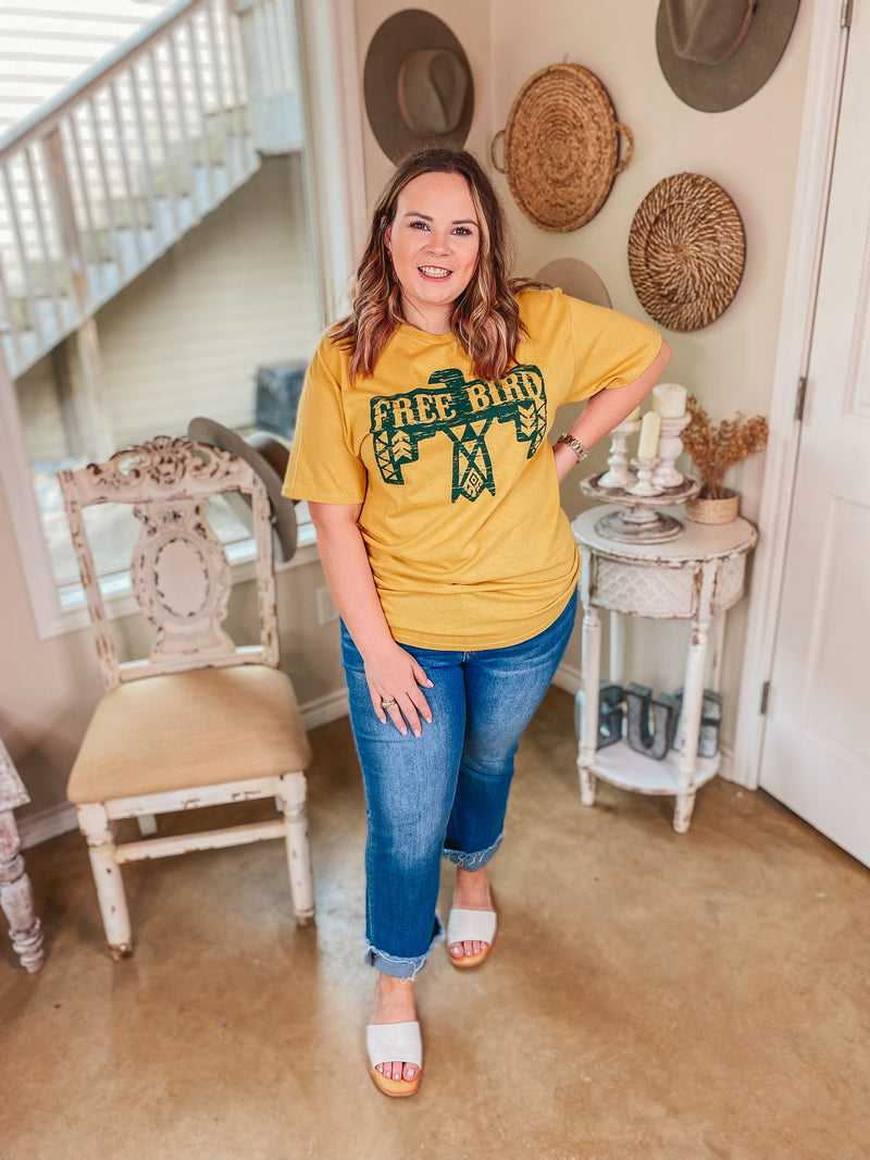 Free Bird Thunderbird Short Sleeve Graphic Tee in Mustard Yellow