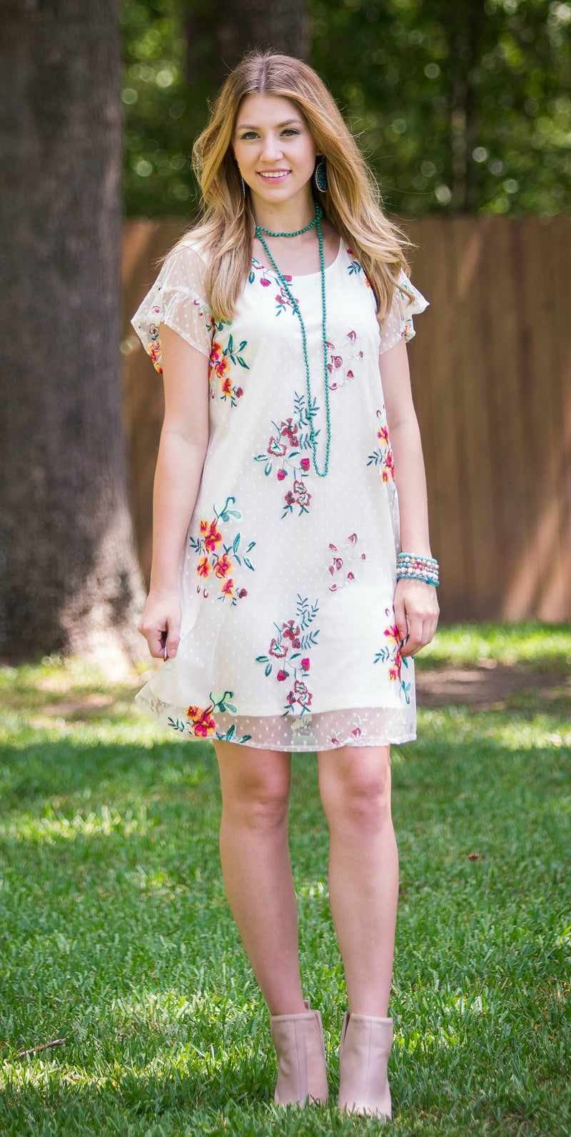 Stop and Smell the Flowers Sheer Dress in Cream
