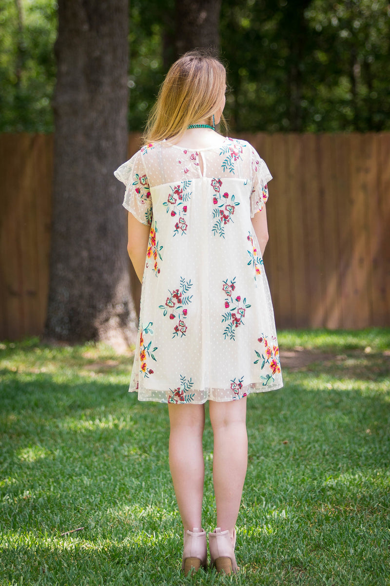 Stop and Smell the Flowers Sheer Dress in Cream