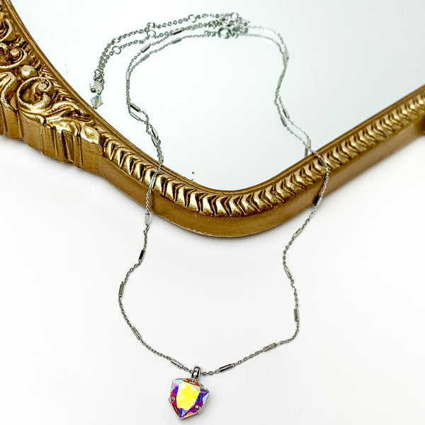 Sorrelli | Perfectly Pretty Crystal Pendant Necklace in Palladium Silver Tone and Aurora Borealis