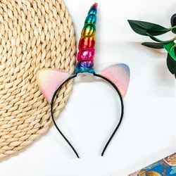 Buy 3 for $10 |  Rainbow Unicorn Headband with Ears