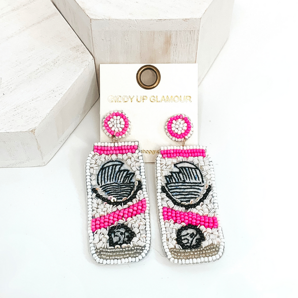 Seltzer Can Earrings in White/Pink