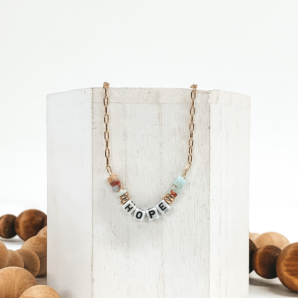 Beaded Hope Necklace in Gold
