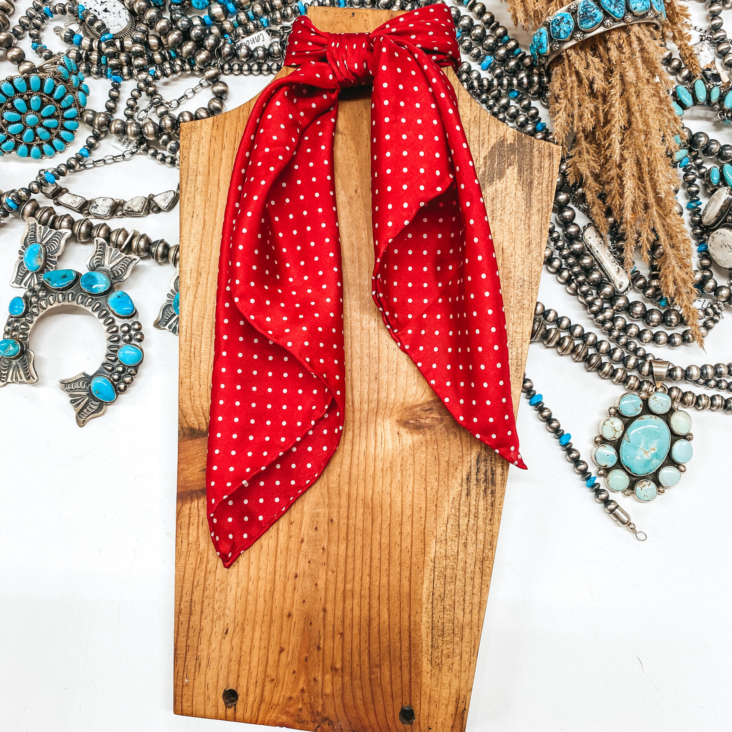 Image of Mini Cowboy Polka Dot Wild Rag in Red