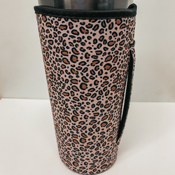 Tumbler Drink Sleeve in Blush Leopard Print