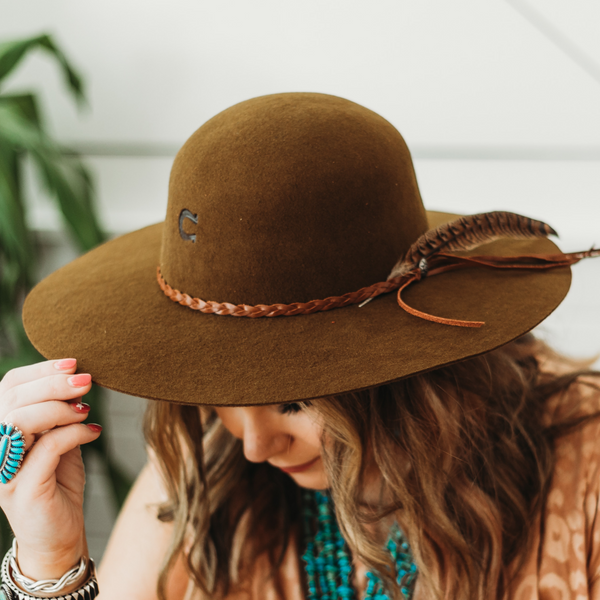 Charlie 1 Horse | Wanderlust Wool Felt Floppy Hat with Braided Band in Acorn