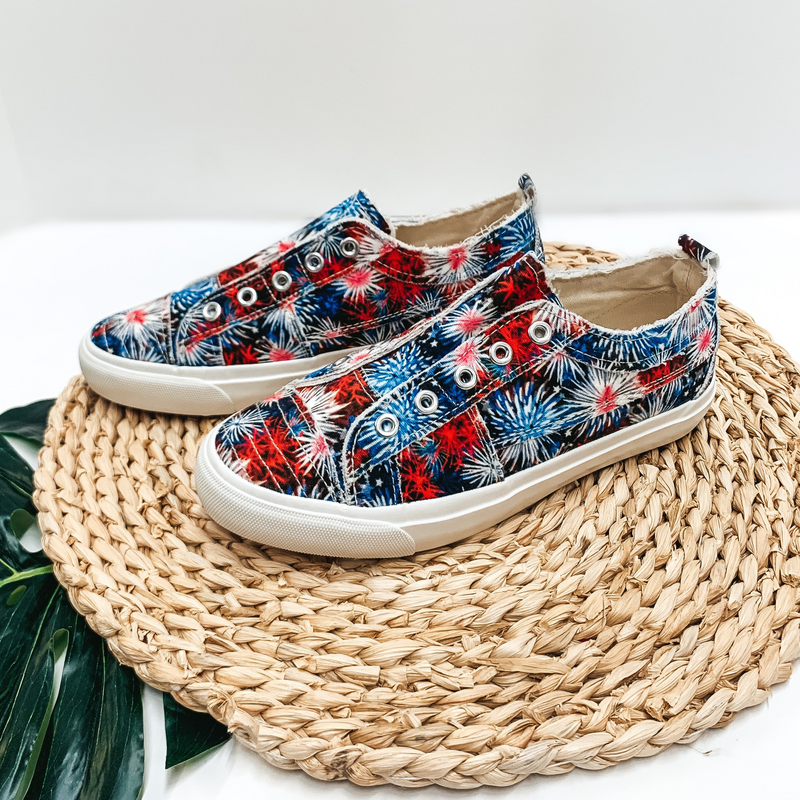 Last Chance Size 7 | Corky's | Babalu Slip On Sneakers in Red, White, and Blue Fireworks