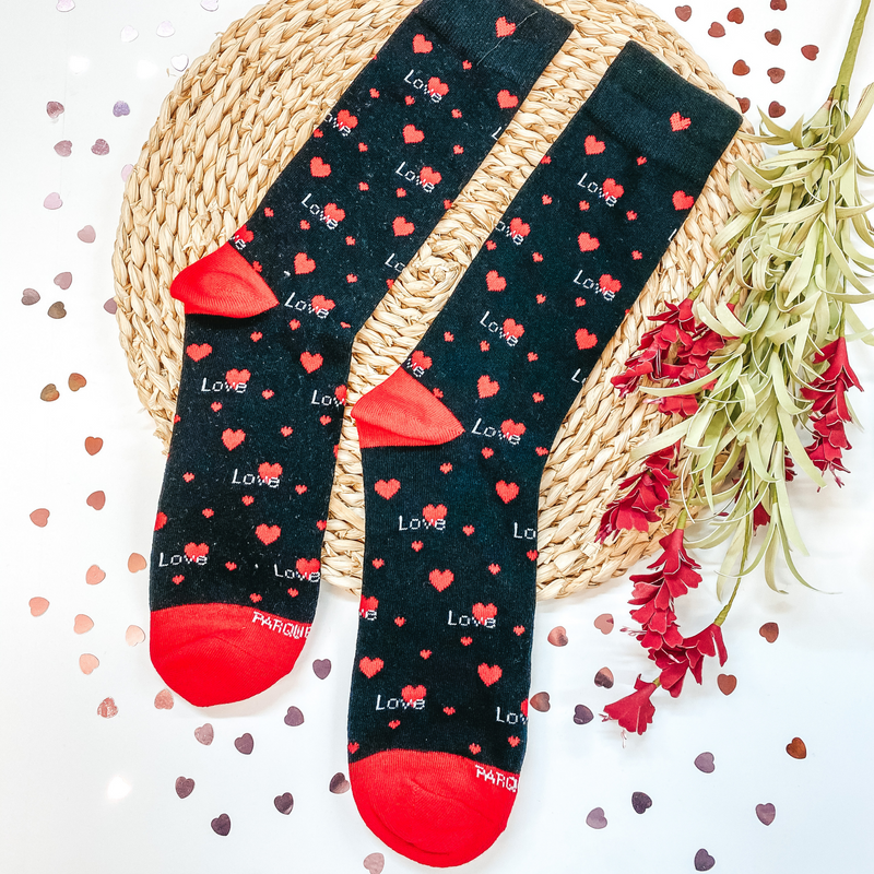 Valentine's Socks | All My Love Crew Socks in Black or Mint