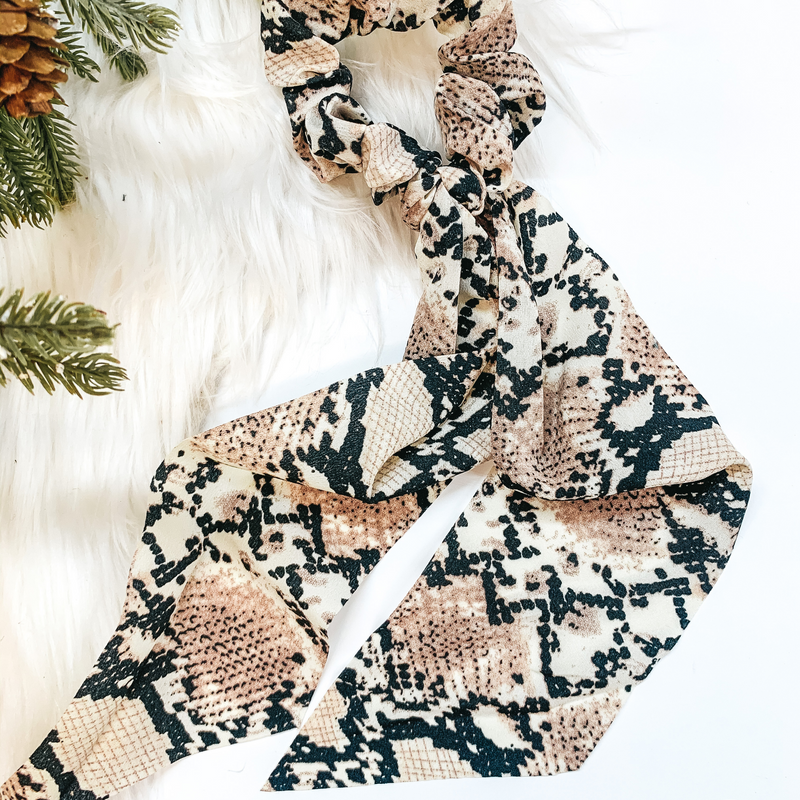 Buy 3 for $10 | Snakeskin Scrunchie with Tie