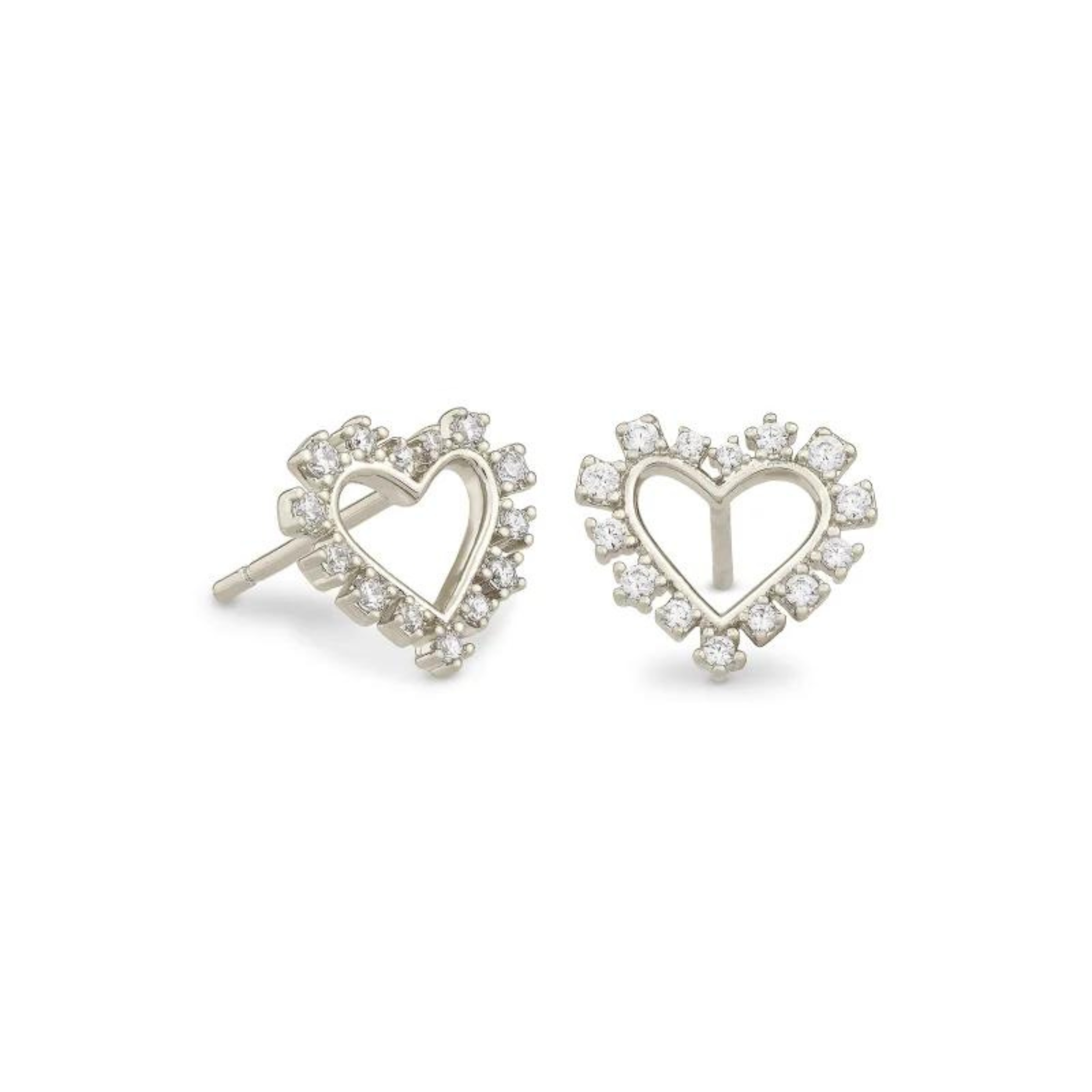 Image of Kendra Scott | Ari Heart Silver Stud Earrings in White Crystal