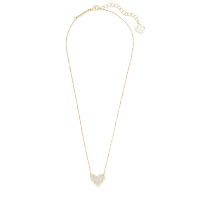Kendra Scott | Ari Heart Gold Pendant Necklace in Iridescent Drusy
