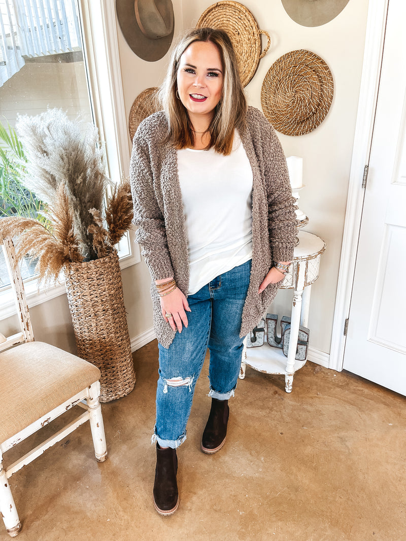 Cozy and Confident Popcorn Knit Sweater in Taupe